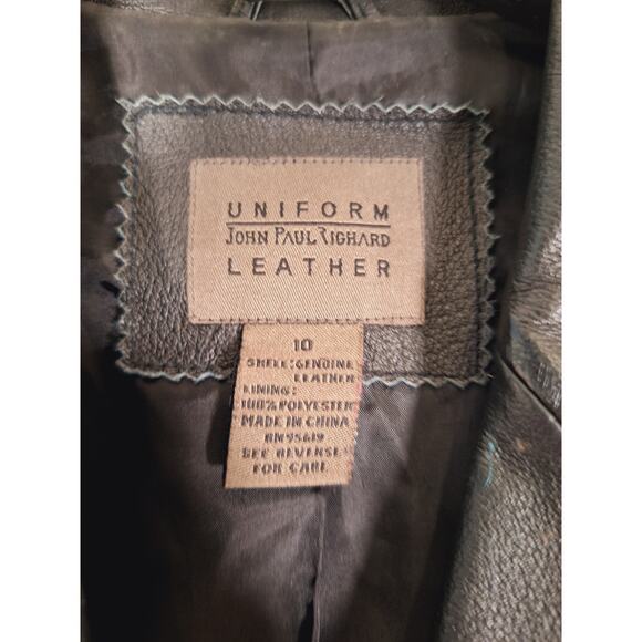 John Paul Richard Women's Black Leather Button-Up Jacket Size 10 - Picture 8 of 8